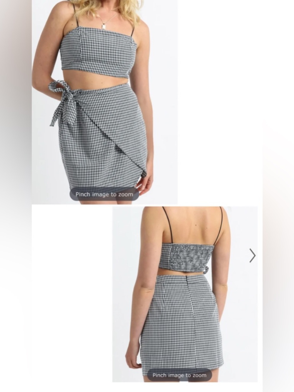 *SET*Showpo Gingham Checkered Black & White two-piece Set Skirt and crop top